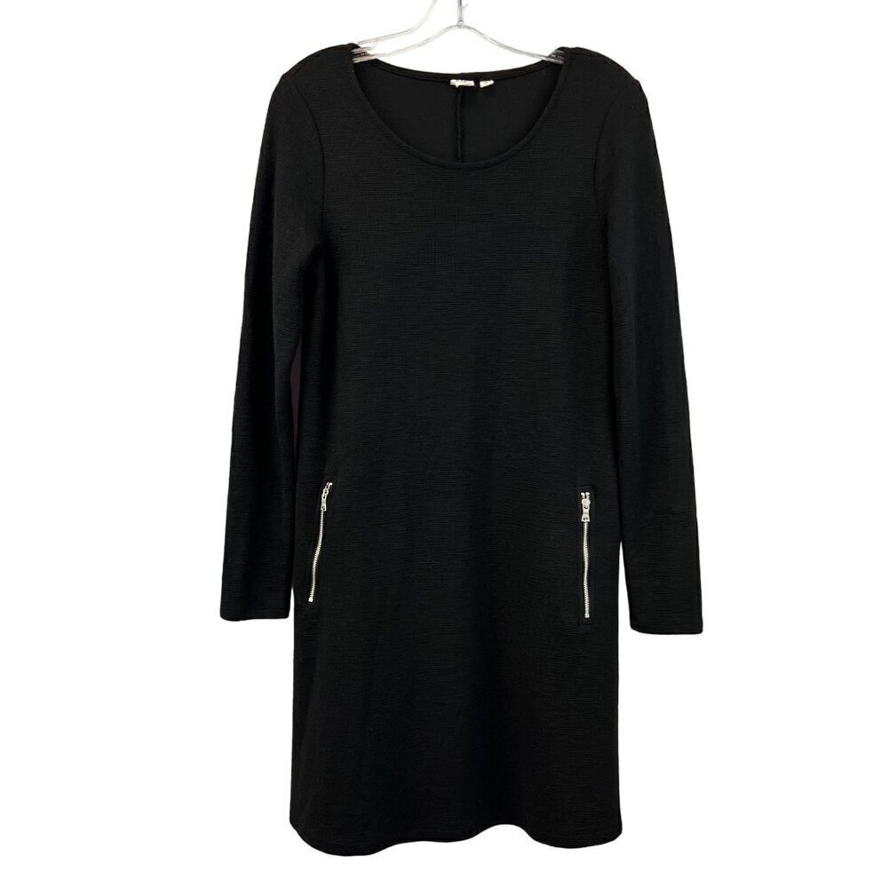 Gap Womens Long Sleeve Scoop Neck Back Shift Dress Zipper Pockets Knee Length S